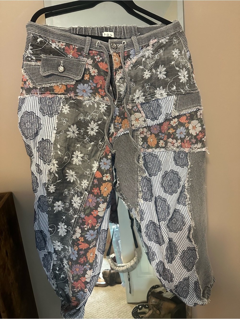 Patchwork Floral Embroidered Women’s Jeans - Multicolor-POLL